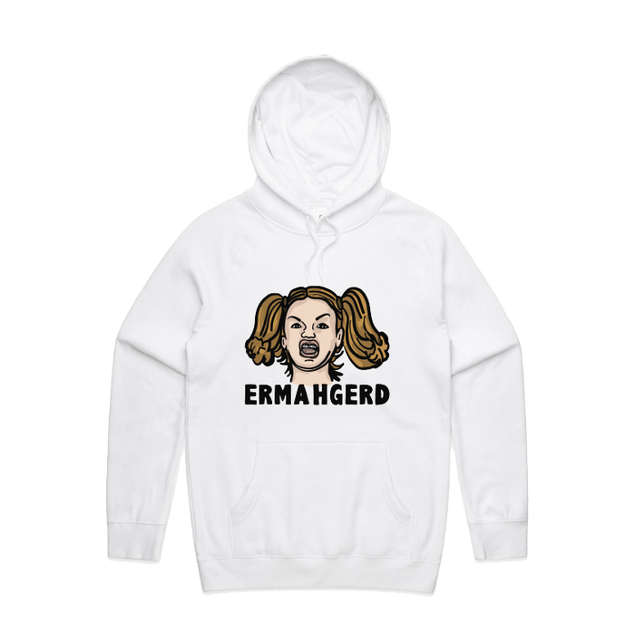 S / White / Large Front Print Ermahgerd! 🤓 - Unisex Hoodie
