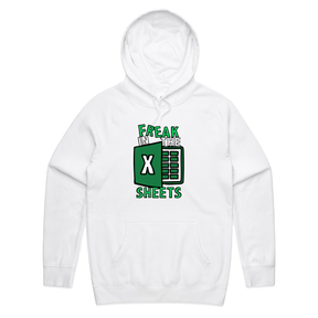 S / White / Large Front Print Freak in the Sheets 📈🛌- Unisex Hoodie