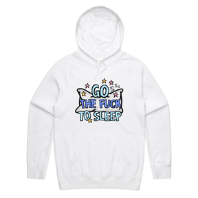 S / White / Large Front Print Go The F To Sleep 🤬💤 - Unisex Hoodie