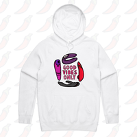 S / White / Large Front Print Good Vibes Only 🍡 – Unisex Hoodie