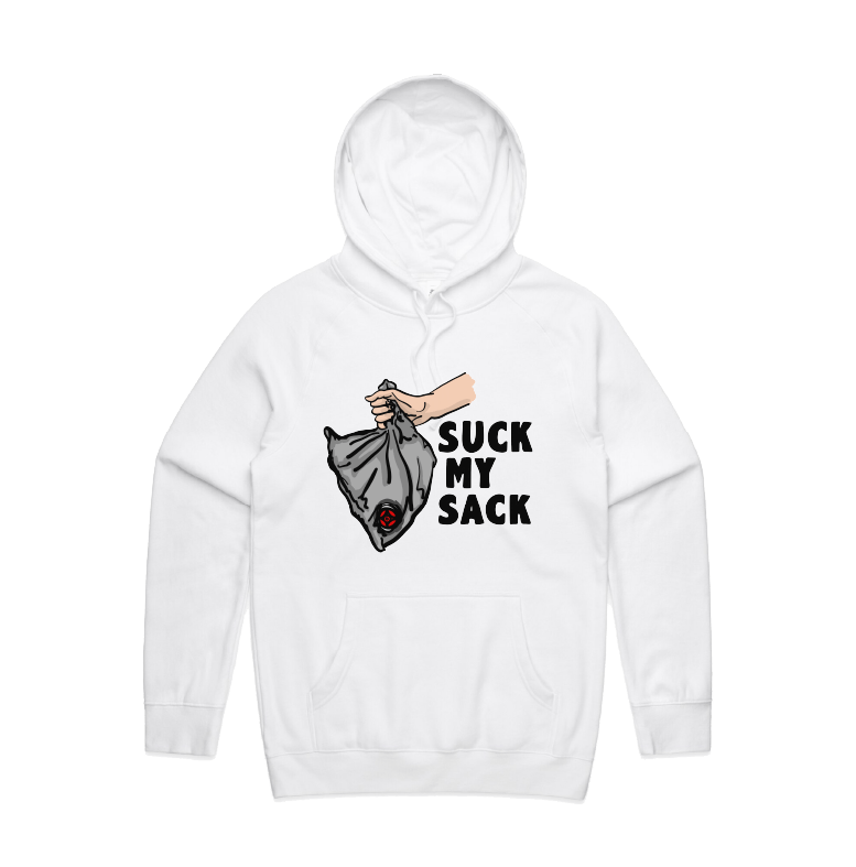 S / White / Large Front Print Goon Sack 🍷 - Unisex Hoodie