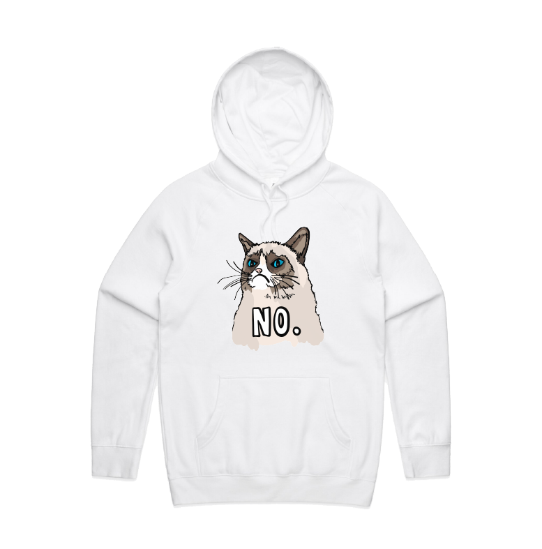 S / White / Large Front Print Grumpy Cat! 😾 - Unisex Hoodie
