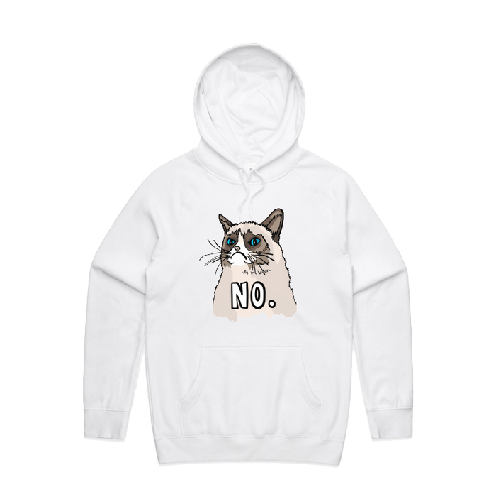 S / White / Large Front Print Grumpy Cat! 😾 - Unisex Hoodie