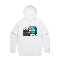 S / White / Large Front Print Half Job Rob 🤬 - Unisex Hoodie
