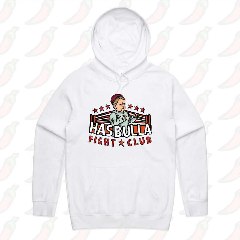 S / White / Large Front Print Hasbulla Fight Club 🥊- Unisex Hoodie