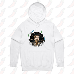 S / White / Large Front Print Hello There! 👋 - Unisex Hoodie