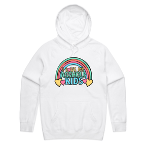 S / White / Large Front Print I Love My A$$hole Kids ❤️💢 - Unisex Hoodie