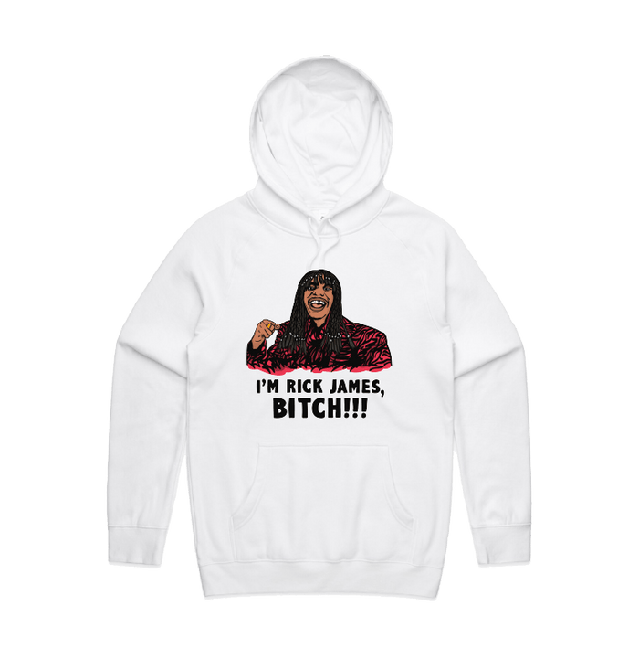S / White / Large Front Print I'm Rick James ✋🏾 - Unisex Hoodie