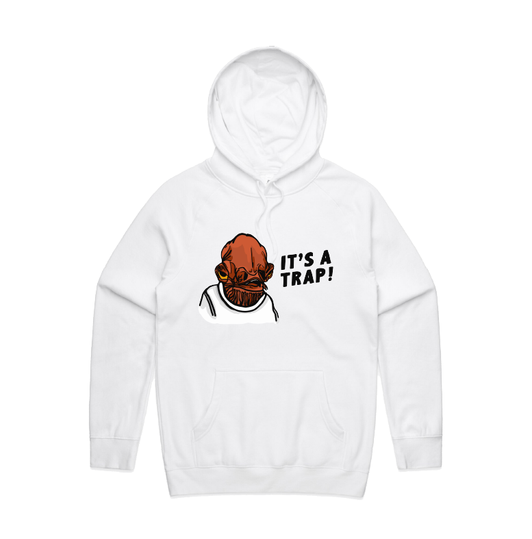 S / White / Large Front Print It's a Trap ❗ - Unisex Hoodie