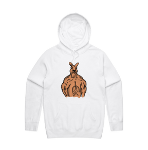 S / White / Large Front Print Jacked Kangaroo 🦘 - Unisex Hoodie