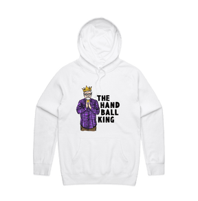 S / White / Large Front Print K Rudd Handball King 👑 - Unisex Hoodie