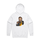 S / White / Large Front Print Laughing Leo 🍷 - Unisex Hoodie