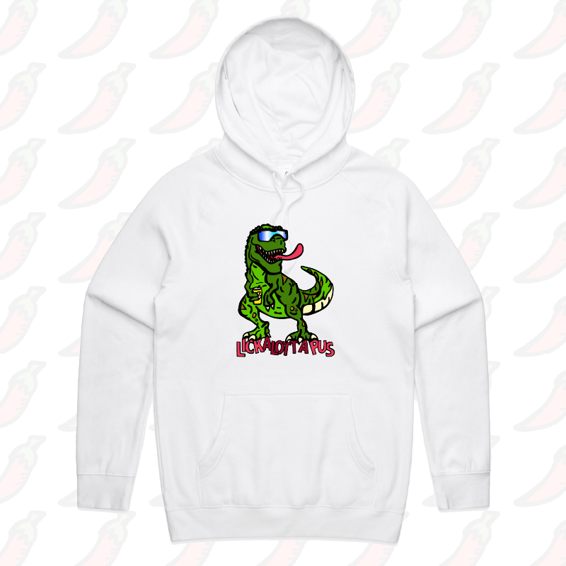 S / White / Large Front Print LICKALOTTAPUS 🦖👅- Unisex Hoodie