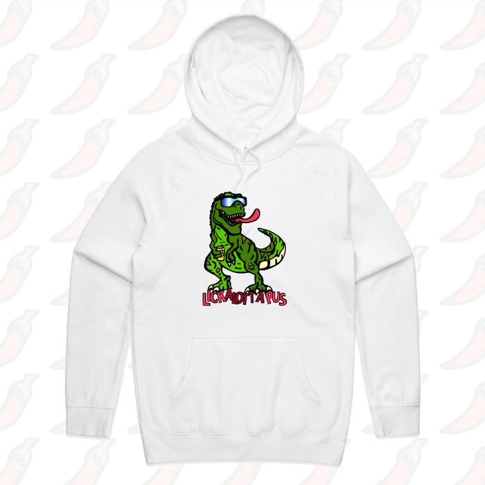 S / White / Large Front Print LICKALOTTAPUS 🦖👅- Unisex Hoodie