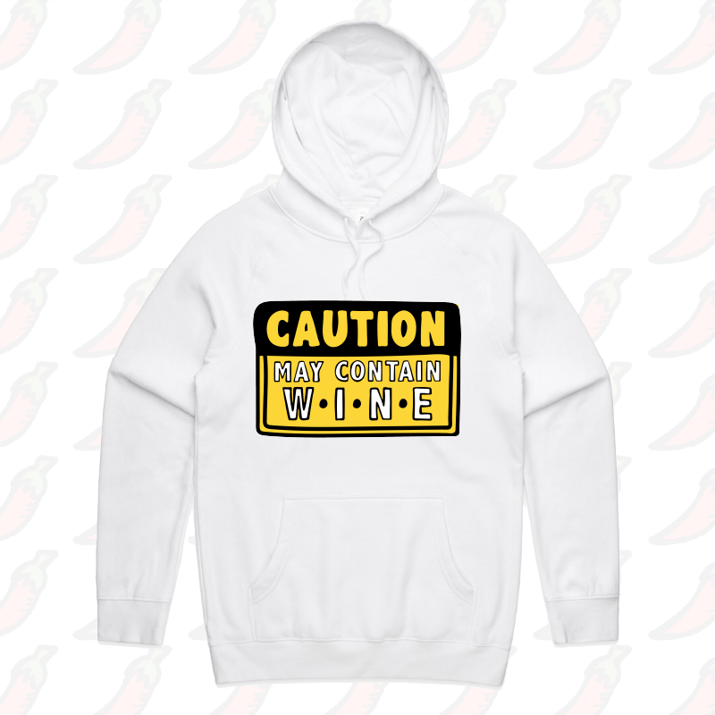 S / White / Large Front Print May Contain Wine 🍷 – Unisex Hoodie