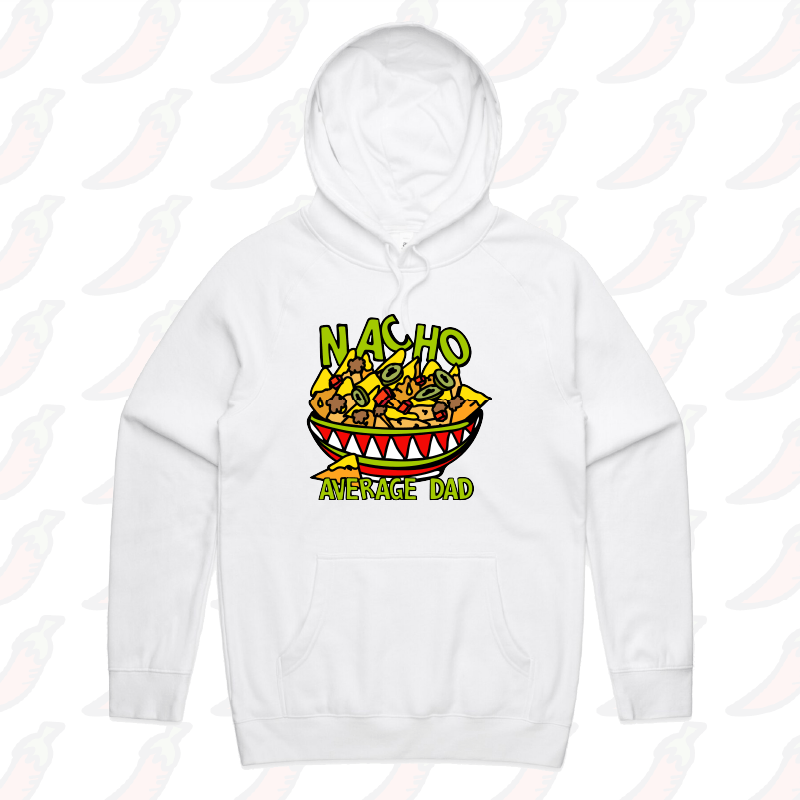 S / White / Large Front Print Nacho Average Dad 😉 – Unisex Hoodie
