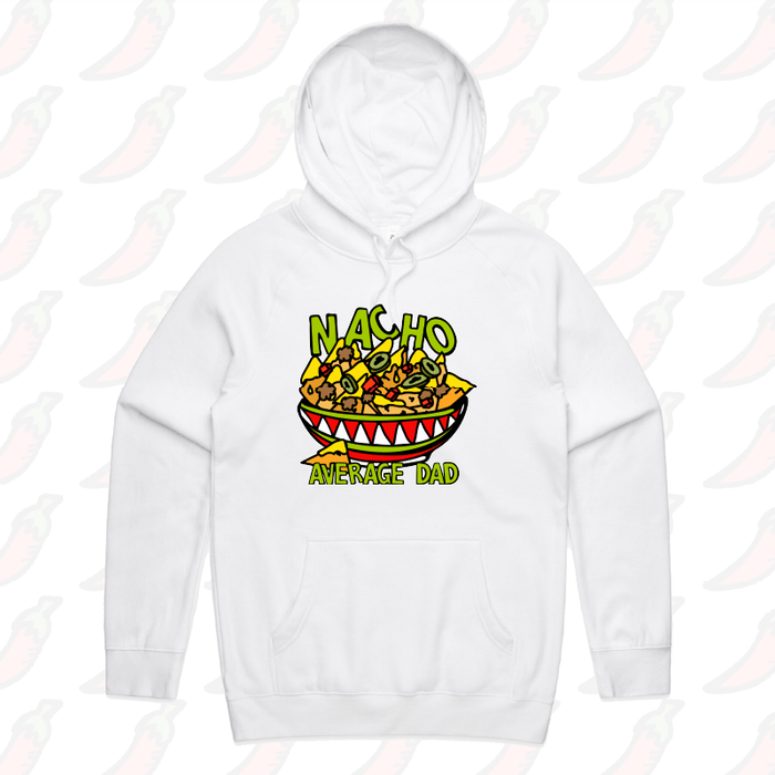 S / White / Large Front Print Nacho Average Dad 😉 – Unisex Hoodie