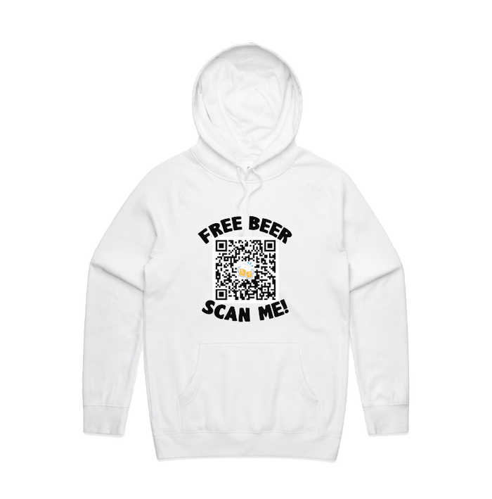 S / White / Large Front Print Rick Roll QR Prank 🎵  - Unisex Hoodie