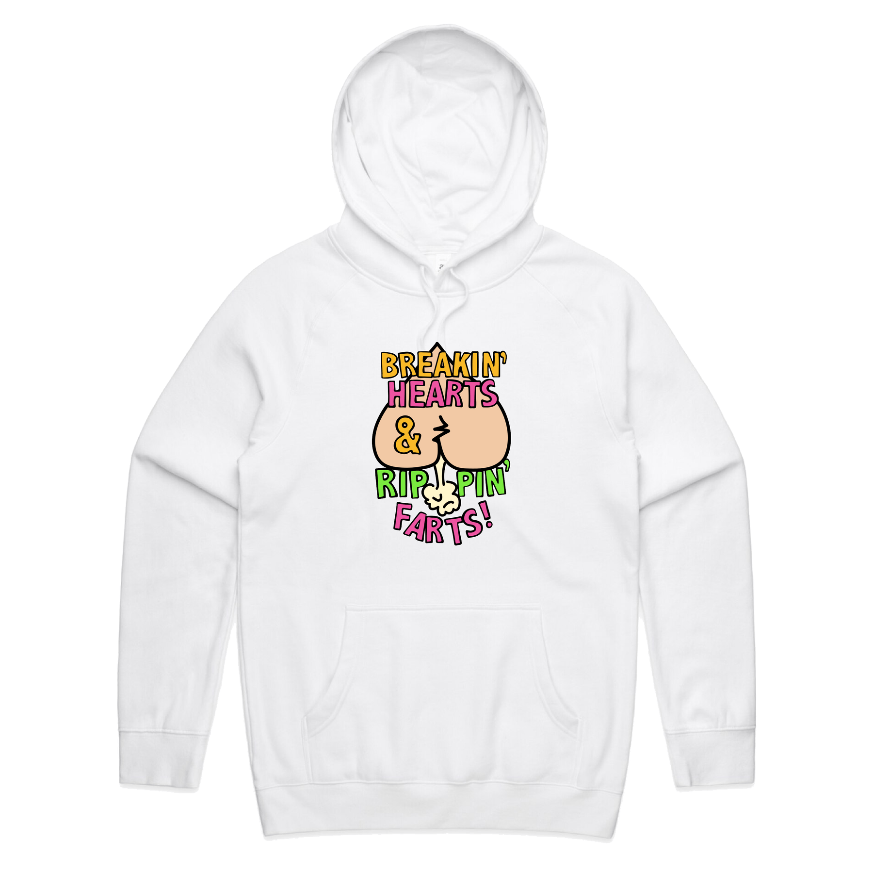 S / White / Large Front Print Rippin Farts 💔💨 - Unisex Hoodie