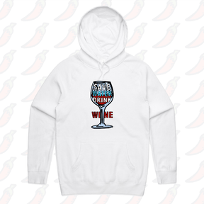S / White / Large Front Print Save Water Drink Wine 🍷- Unisex Hoodie