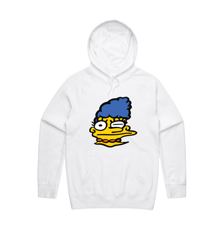 S / White / Large Front Print Smeared Marge 👕 - Unisex Hoodie