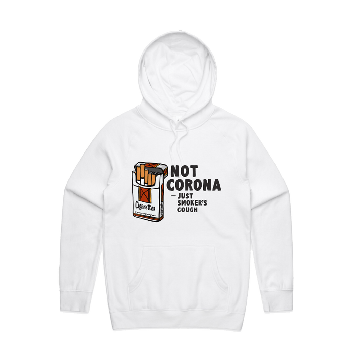 S / White / Large Front Print Smoker's Cough 🚬 - Unisex Hoodie