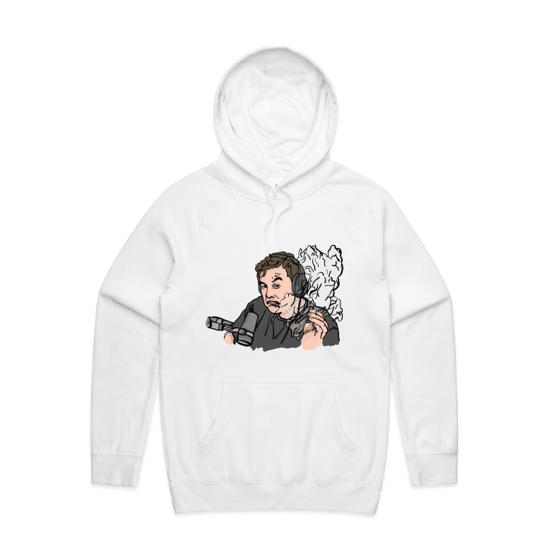S / White / Large Front Print Smokin' Elon 💨 - Unisex Hoodie