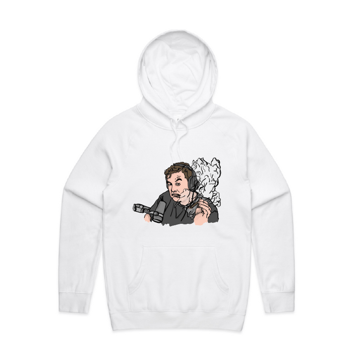 S / White / Large Front Print Smokin' Elon 💨 - Unisex Hoodie