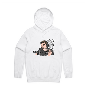S / White / Large Front Print Smokin' Elon 💨 - Unisex Hoodie