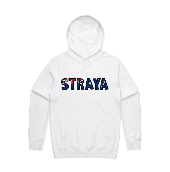S / White / Large Front Print Straya 🐨 - Unisex Hoodie