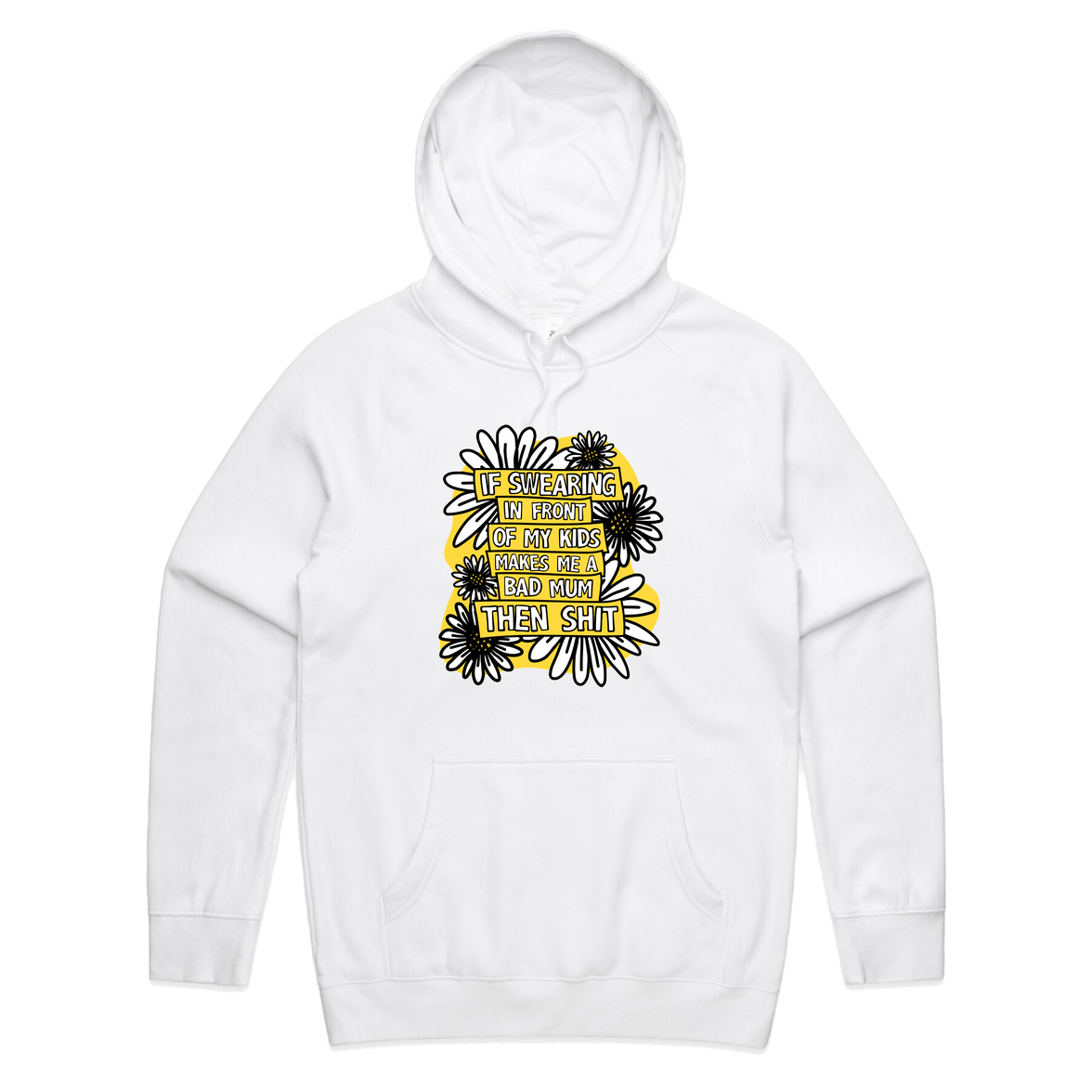 S / White / Large Front Print Sweary Mum 🤬🎀 - Unisex Hoodie
