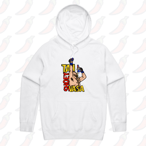 S / White / Large Front Print Tai Shoey Vasa 👟🥊 – Unisex Hoodie