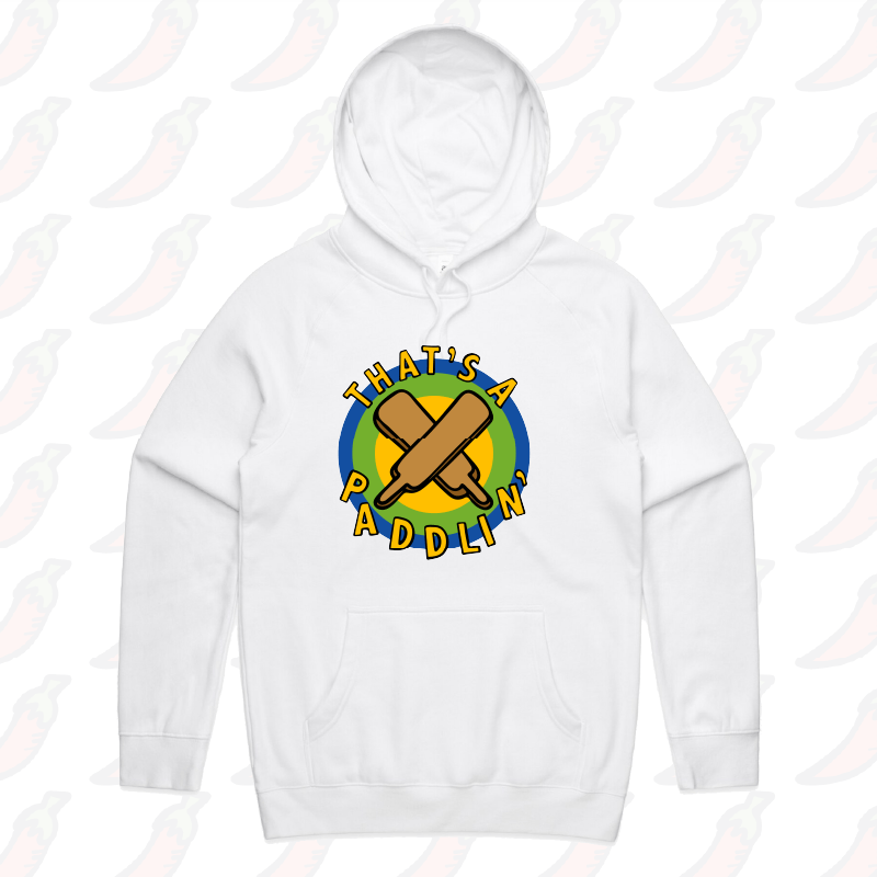 S / White / Large Front Print That’s A Paddlin’ 🏏 – Unisex Hoodie
