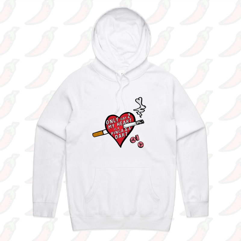 S / White / Large Front Print The Way To My Heart 💊🚬 - Unisex Hoodie