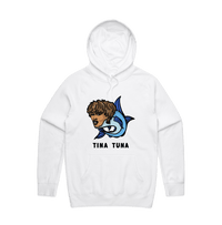 S / White / Large Front Print Tina Tuna 🐟 - Unisex Hoodie