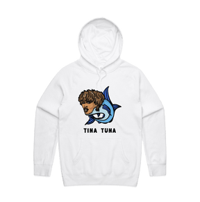 S / White / Large Front Print Tina Tuna 🐟 - Unisex Hoodie