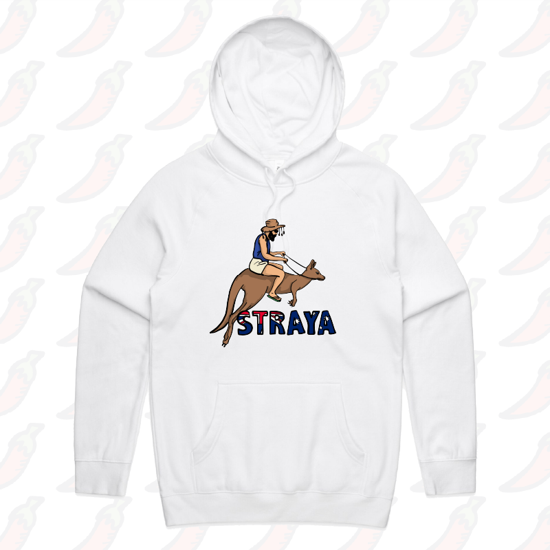 S / White / Large Front Print Uber Roo 🦘 - Unisex Hoodie