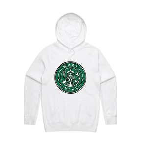 S / White / Large Front Print Wake & Bake 🚬 - Unisex Hoodie