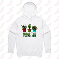 S / White / Large Front Print What The Fucculent 🌵 – Unisex Hoodie