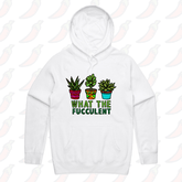 S / White / Large Front Print What The Fucculent 🌵 – Unisex Hoodie