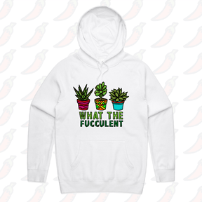S / White / Large Front Print What The Fucculent 🌵 – Unisex Hoodie