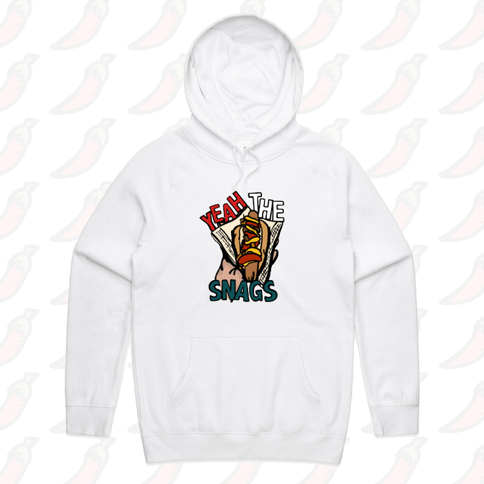 S / White / Large Front Print Yeah the Snags! (YTS!) 🌭 - Unisex Hoodie