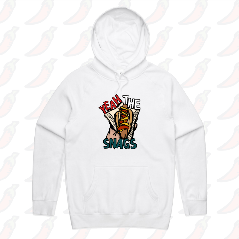 S / White / Large Front Print Yeah the Snags! (YTS!) 🌭 - Unisex Hoodie