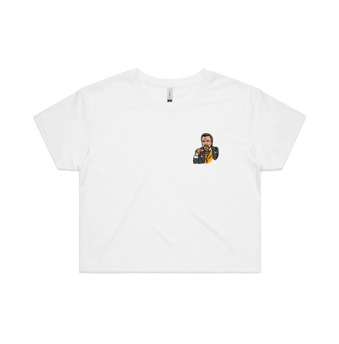S / White LAUGHING LEO 🍷 - Women's Crop Top