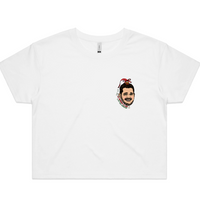 S / White Michael Bauble 🎤🎄 –  Women's Crop Top