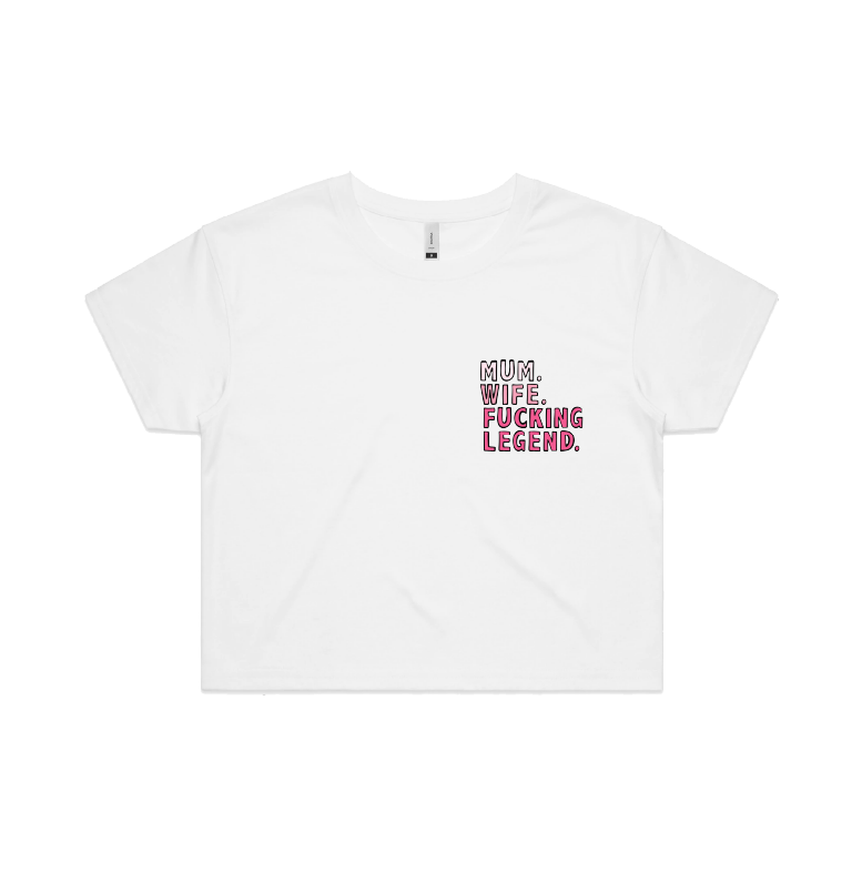 S / White Mum. Wife. Legend 🏅 - Women's Crop Top