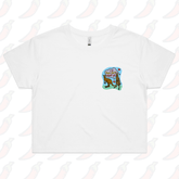 S / White Roo Roo Root Ya 🦘 – Women's Crop Top