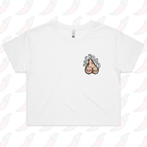 S / White Scromo 🥜🥜  – Women's Crop Top