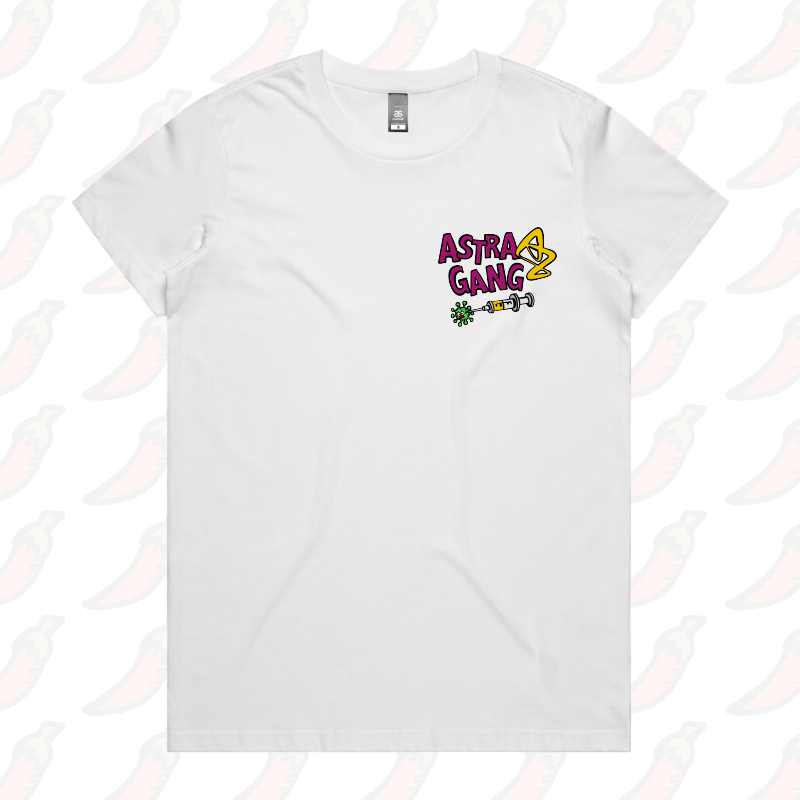 S / White / Small Front Design Astra Gang 💉 - Women's T Shirt