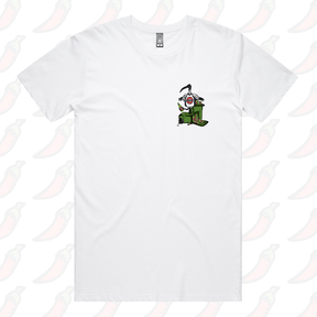 S / White / Small Front Design Bali Bin Chicken 🗑️ - Men's T Shirt